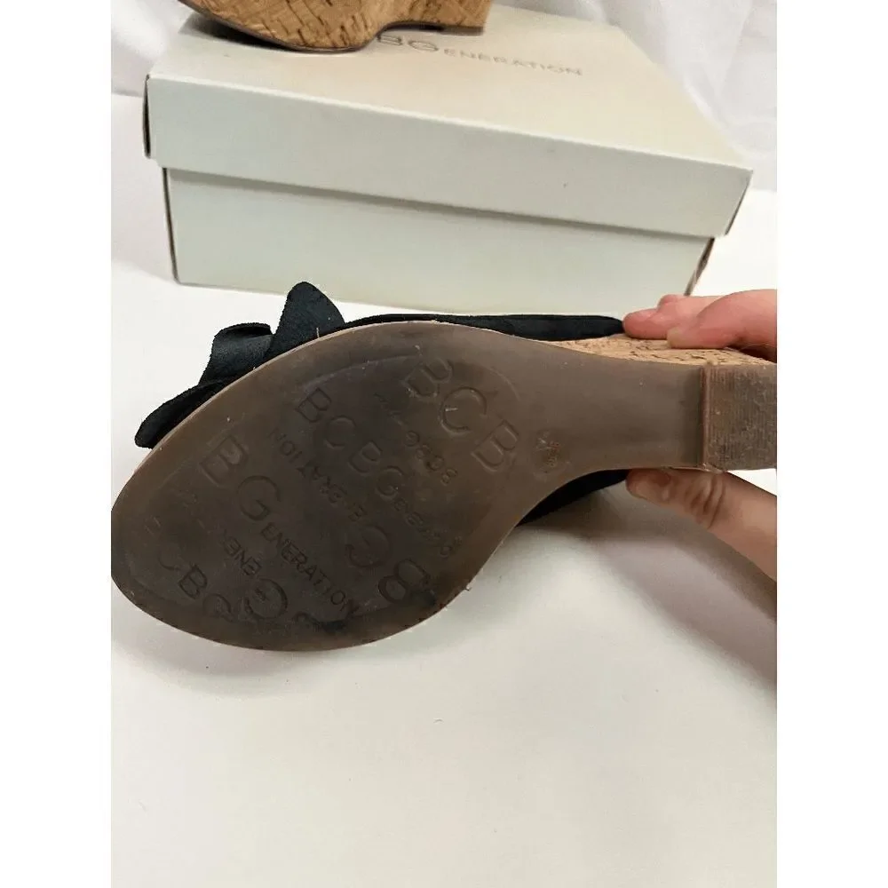 BCBGENERATION Womens Wedge Heel Suede PL-Gabby Rose Crosta Genuine Black Size 8M